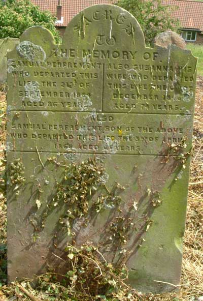 the Perfrement grave in Salthouse churchyard